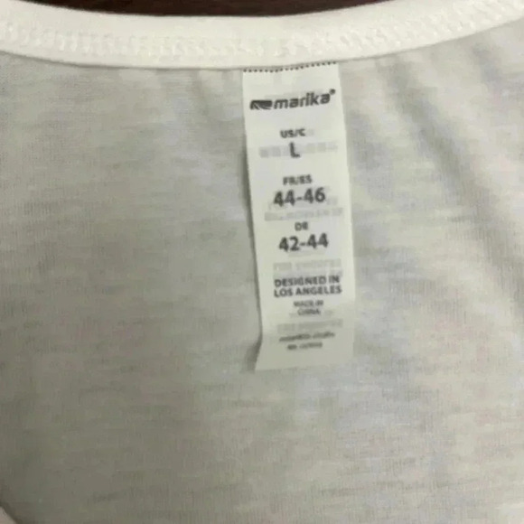 2/$12 Marika Essential Cropped Tank White Size Large Raw Hem Relaxed Fit Active - Picture 5 of 11